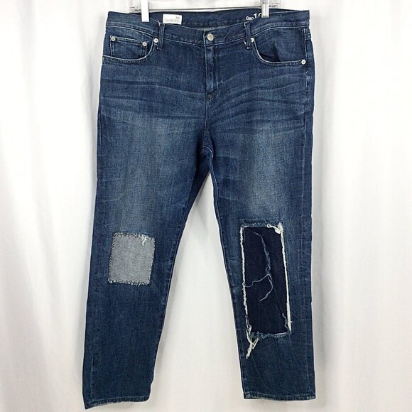Gap 1969 Sexy Boyfriend Patchwork Jeans Womens 32r Straight Leg - Picture 1 of 9